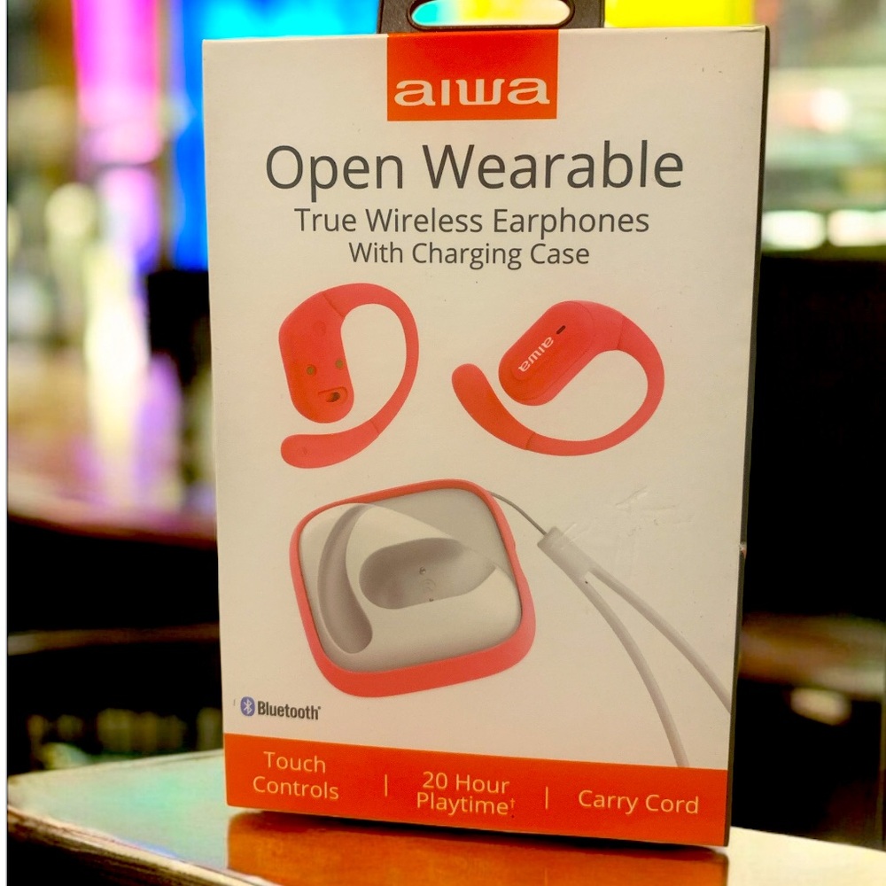 BRAND NEW Aiwa Red Wireless Earphones with Charging Case